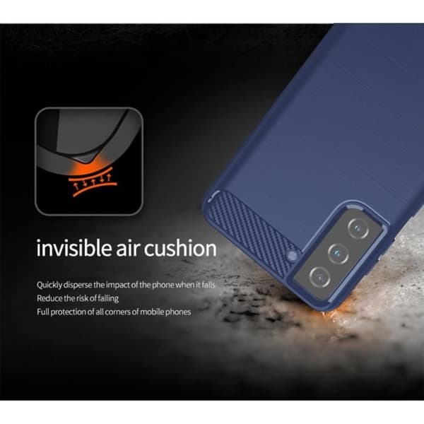Skal för Samsung Galaxy S21 FE BORSTAD BLÅ Kolfiberdesign Blå