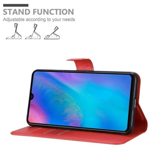Fodral - CADORABO - Huawei P30 - Läderimitation - Röd - Stativfunktion Röd
