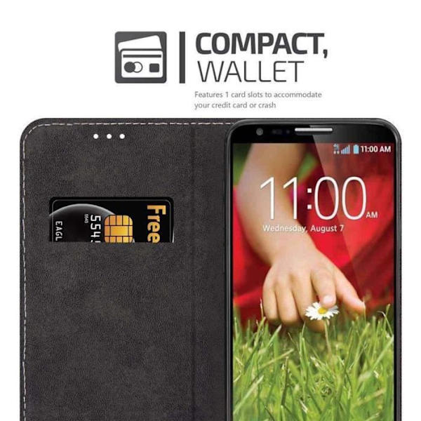 Etui LG G2 - CADORABO - Rosen svart - Syntetläder - Magnetstängning Svart ros