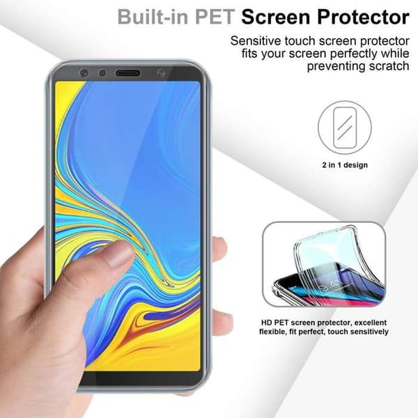 Transparent skydd för Samsung Galaxy A7 2018, helskydd Vit