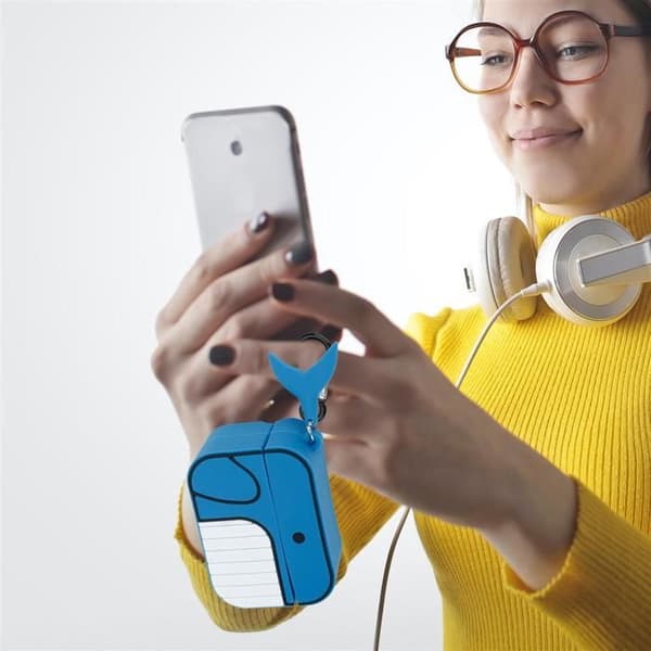 Fodral för AirPod PRO 2 Design Blåval Silikon 3D Nyckelring Blå