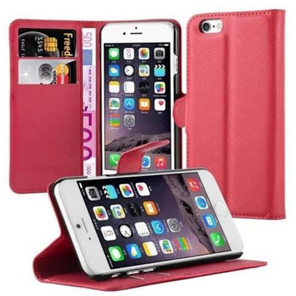 Apple iPhone 6 Fodral - iPhone 6S i KÖRSBÄRSRÖTT från Cadorabo Full Skyddsfodral med Flip Flip och horisontellt stativ