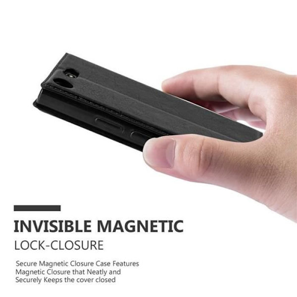 Sony Xperia XZ1 COMPACT - XZ1 MINI Fodral i NIGHT BLACK från Cadorabo (INVISIBLE MAGNETIC CLOSURE Design) Skyddsfodral