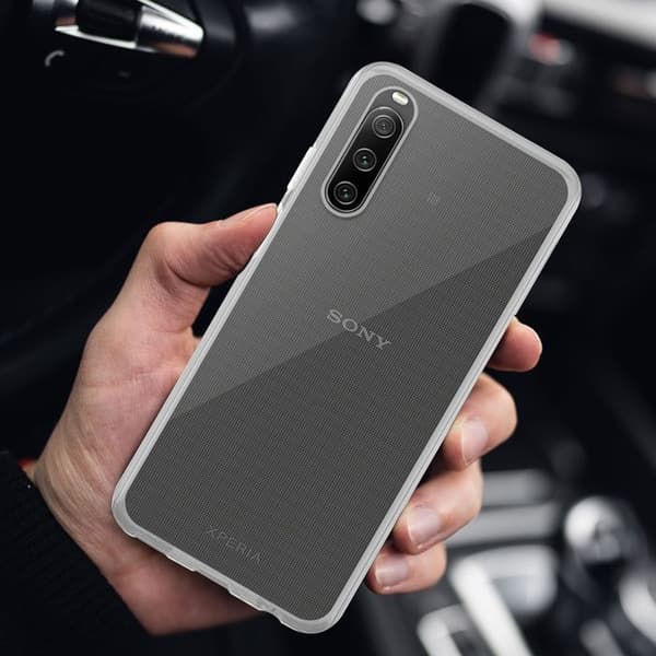 Transparent stötsäker silikonfodral för Sony Xperia 10 IV Vit