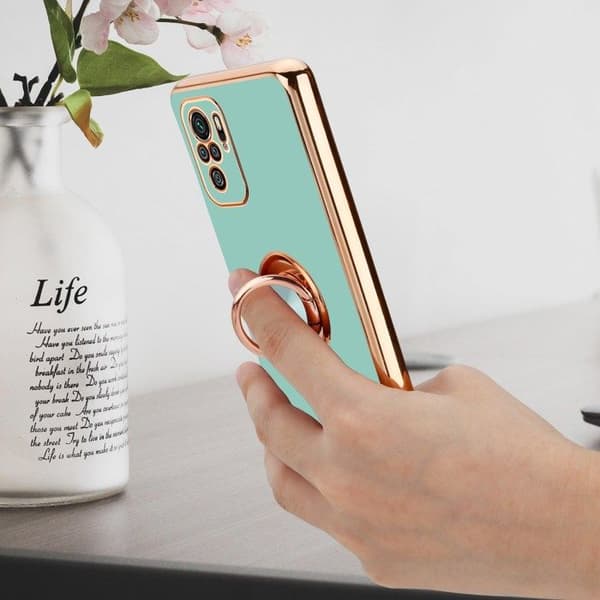 Fodral för Xiaomi RedMi NOTE 10 4G / RedMi NOTE 10S Glansig Turkos - Guld med kameraskydd Blå