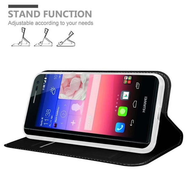 Coque - CADORABO - Huawei ASCEND P7 - Klassisk och modern - Magnetisk stängning - Ställningsfunktion Svart