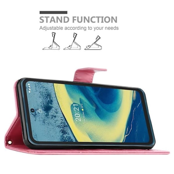 Coque för Nokia XR20 - CADORABO - Rosablommig - Syntetläder - Ställfunktion - Platser för kort Rosa blommig