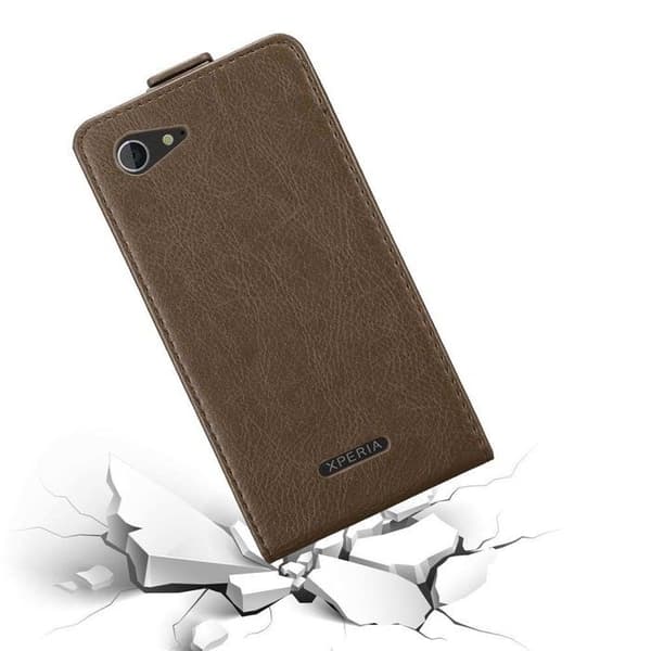 Etui för Sony Xperia E3 Flip Case i MÖRK BRUN Skydd brun