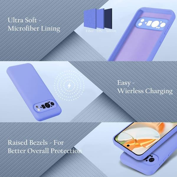 Skal för Google Pixel 9 PRO Stötabsorberande i LIQUID LIGHT PURPLE Violett