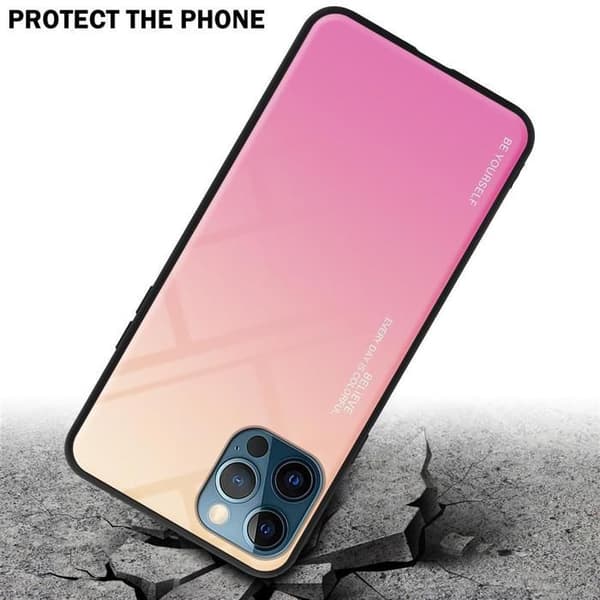 iPhone 12 PRO MAX Fodral i GUL - ROSA Stötsäker Bicolor Design Svart