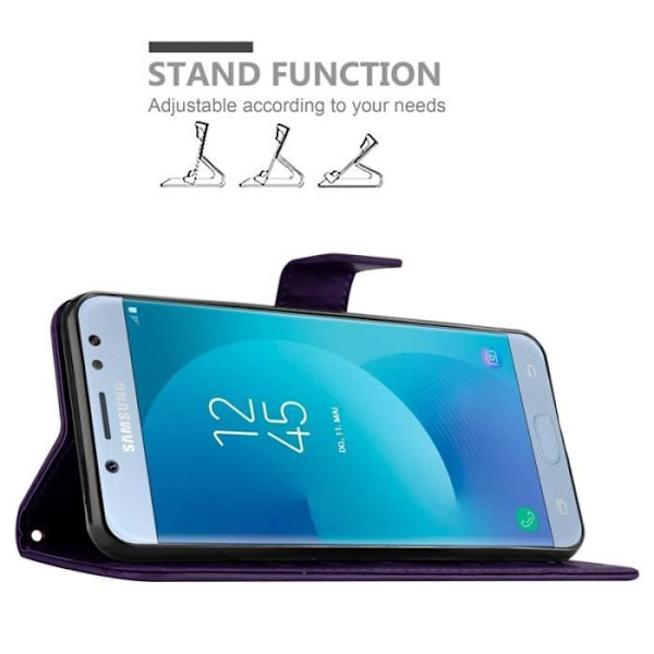 Fodral till Samsung Galaxy J5 2017 - CADORABO - Lila - Imiterat läder - Blommönster - Stativfunktion Lila