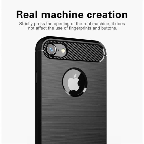 Skal för iPhone 7 / 7S / 8 Borstad Svart Kolfiber Design Svart