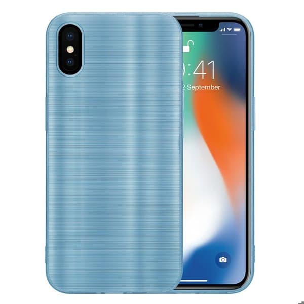 Skal för iPhone X / XS Borstad Turkos Kameraskydd Blå
