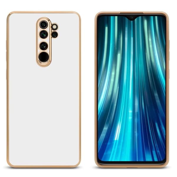 Fodral för Xiaomi RedMi NOTE 8 PRO Glansig Vit - Guld med skydd för kamera Vit