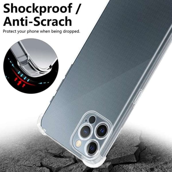 Transparent stötsäker silikonfodral för iPhone 12 PRO Vit