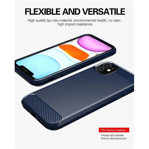 iPhone 11-fodral BRUSHED BLÅ Kolfiberdesign Blå
