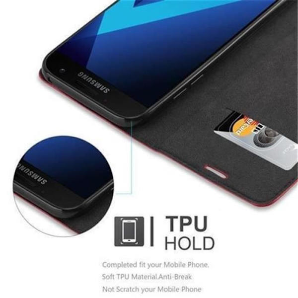 Cadorabo Fodral Samsung Galaxy A3 2017 RÖD Osynlig MAGNETISK STÄNGNING Fodral Fodral Fodral Fodral stöder kortplats för stativ
