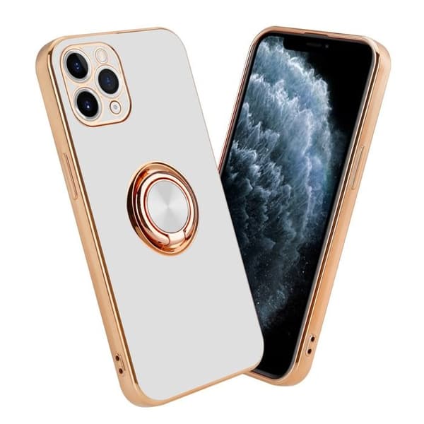 iPhone 11 PRO MAX Glansig Vit - Guld med kameraskydd Vit