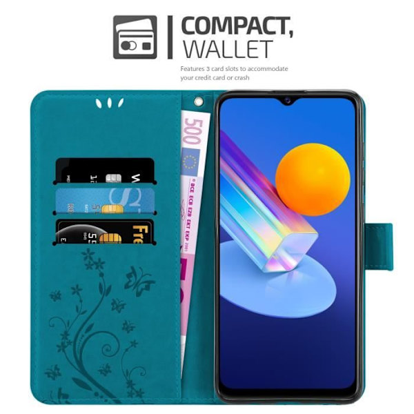 Coque för Vivo Y52 5G / Y72 5G - CADORABO - Blomsteretui - Syntetiskt läder - Ställfunktion - Fullständigt skydd BLOMMA BLÅ