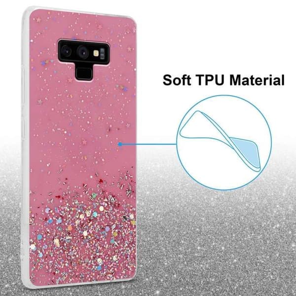 Skal för Samsung Galaxy NOTE 9 Rosa med Glitter Skydd Glittrande Design Ros