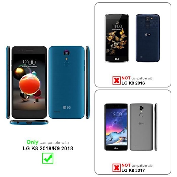 Etui för LG K8/K9 2018 - CADORABO - Mörklila Blommönster - Syntetläder - Ställfunktion - Plats för Kort Mörklila blommig