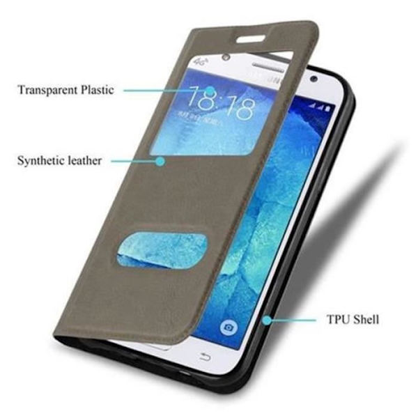 Samsung Galaxy J5 2015 (5) Fodral i STONE BROWN by Cadorabo (Design VIEW) Helt skyddsfodral med flipskydd, stativ