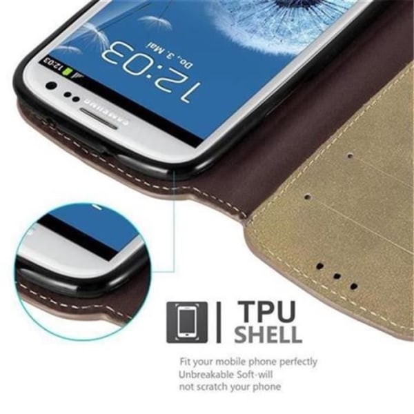 Fodral till Samsung Galaxy S3 / S3 NEO i MATT SANDBRUN Cadorabo Cover Skydd Stativ Funktion Retro Cover