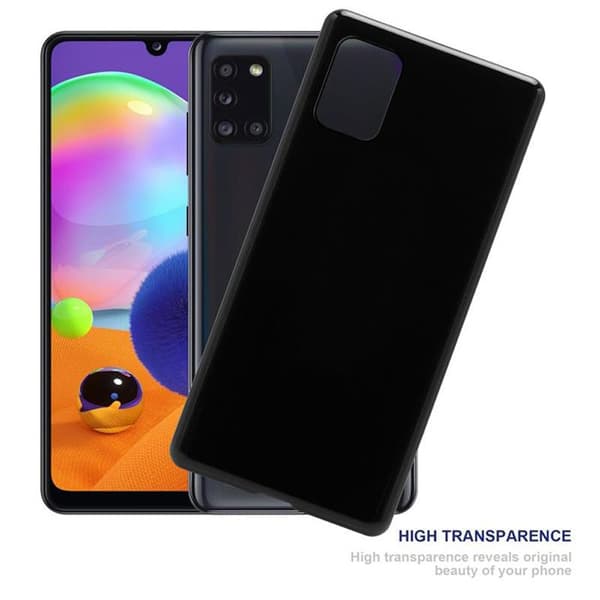 Transparent stötsäker silikonfodral för Samsung Galaxy A31 Svart