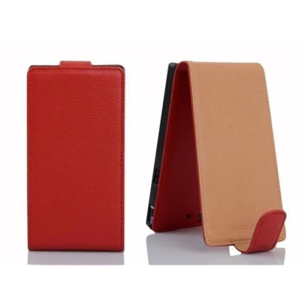 Cadorabo Huawei ASCEND P7 DESIGN FLIP-stil Fodral Fodral i konstläder Struktur KÖRSBÄRSRÖD