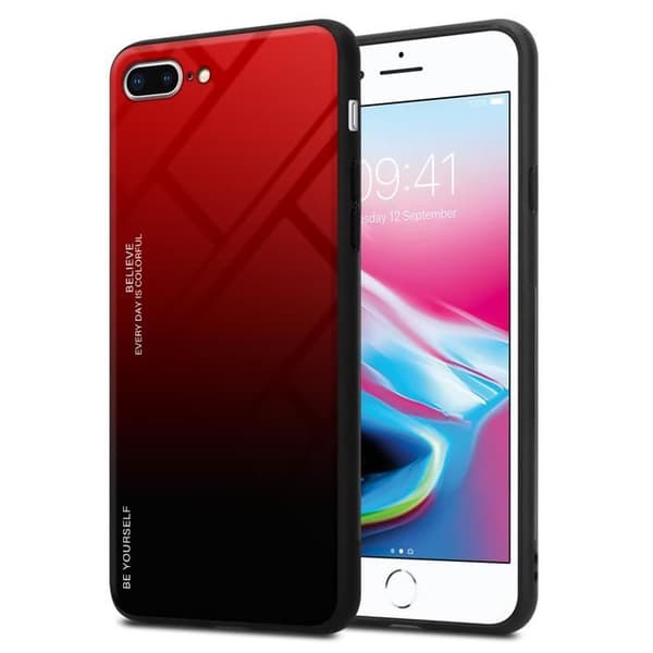 Fodral för iPhone 7 PLUS / 7S PLUS / 8 PLUS i RÖD - SVART Stötsäker Bicolor design Svart