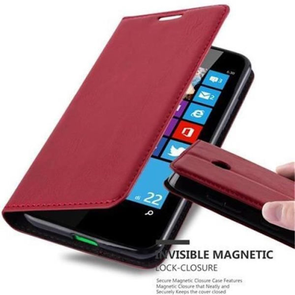 Cadorabo Nokia Lumia 630 / 635 Fodral APPLE RÖD Osynlig magnetisk STÄNGNING Fodral Fodral stöder kortplats för stativ