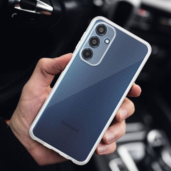 Transparent stötsäker silikonfodral för Samsung Galaxy M35 Vit
