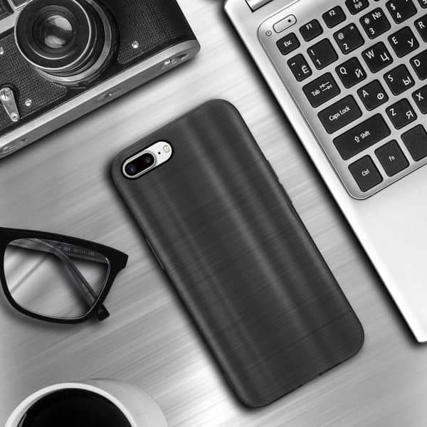 Skyddsfodral för iPhone 7 PLUS / 7S PLUS / 8 PLUS Borstad Svart Kamera Svart