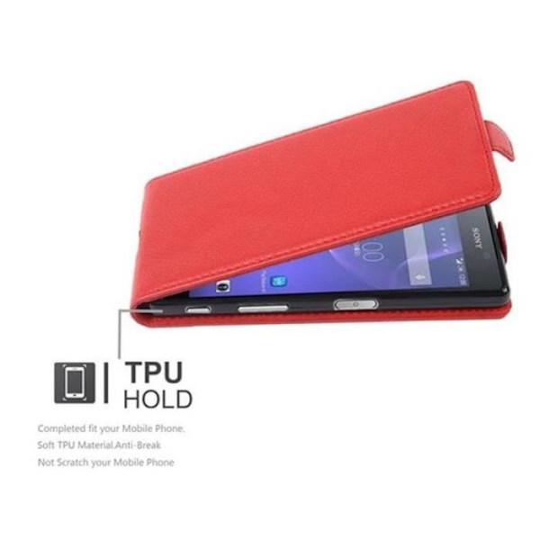 Cadorabo Sony Xperia X Performance DESIGN FLIP-stil Fodral Skal i konstläder Struktur KÖRSBÄRSRÖD