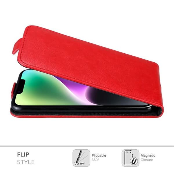 Etui för iPhone 14 PLUS Fodral med lock i ÄPPLE RÖD Flip Case Skydd