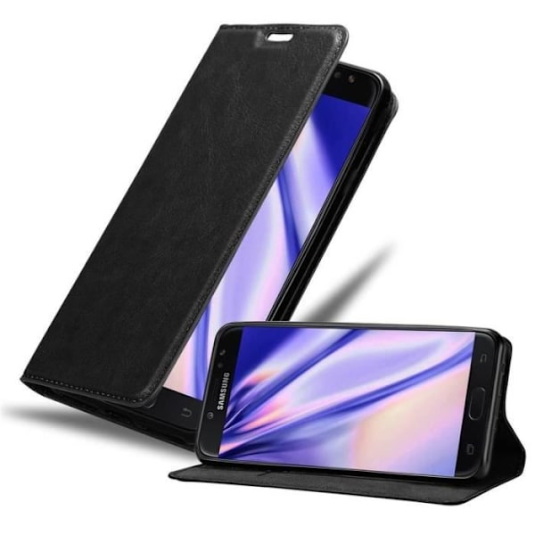 Coque portefeuille - CADORABO - Galaxy J7 2018 - Simili-läder - Magnetstängning - 360° lock Svart
