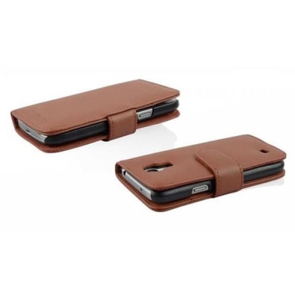 Fodral till Galaxy S4 MINI - CADORABO - Brun - Smidigt konstläder - 360° skydd - Magnetisk stängning kastanj