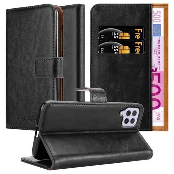 Cadorabo Fodral för Samsung Galaxy A22 4G / M22 / M32 4G i JET BLACK Skyddsfodral stativfunktion KOLSVART