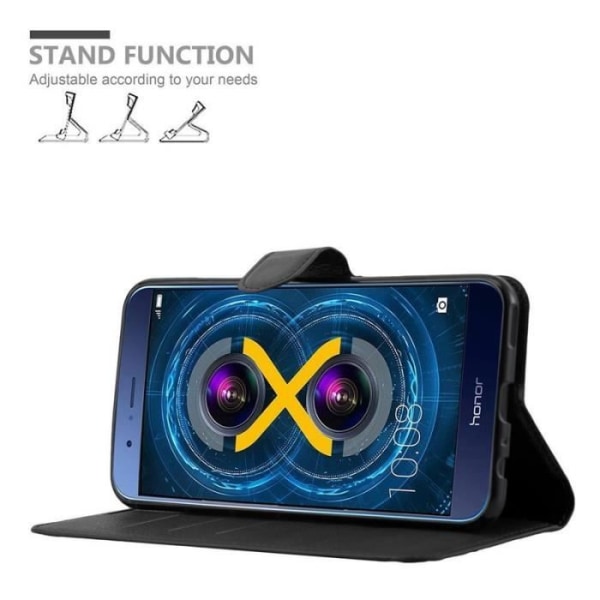 Honor V9 Fodral - CADORABO - Konstläder - Stativfunktion - 3 kortfack - Svart Svart
