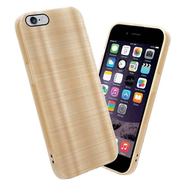 Skal för iPhone 6 PLUS / 6S PLUS Borstad Guld Kameraskydd Gul