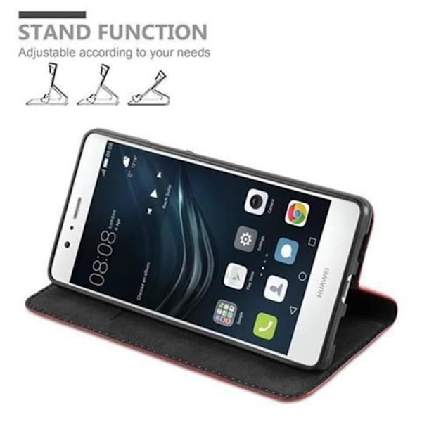 Cadorabo Huawei P9 LITE Fodral APPLE RÖD OVISBAR MAGNETISK STÄNGNING Fodral Fodral stöder stativ och kortplats