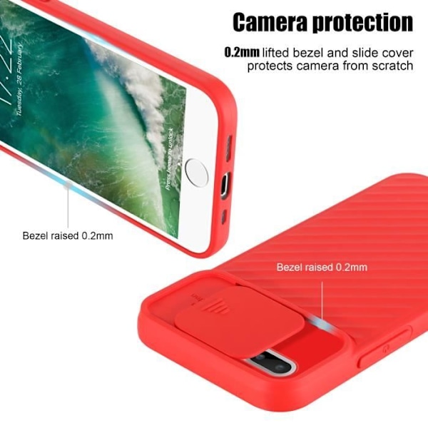 Fodral till Apple iPhone 7 PLUS / 7S PLUS / 8 PLUS Mattrött Fodral Silikon TPU och kameraskydd Röd