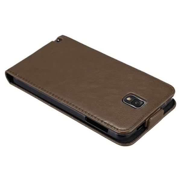 Flip-fodral - CADORABO - Samsung Galaxy NOTE 3 - Brunt läderimitation - Magnetisk stängning - Fullständigt skydd kastanj