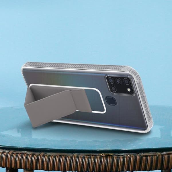 Skydd för Samsung Galaxy A21s GRÅ med stöd och ställfunktion Grå