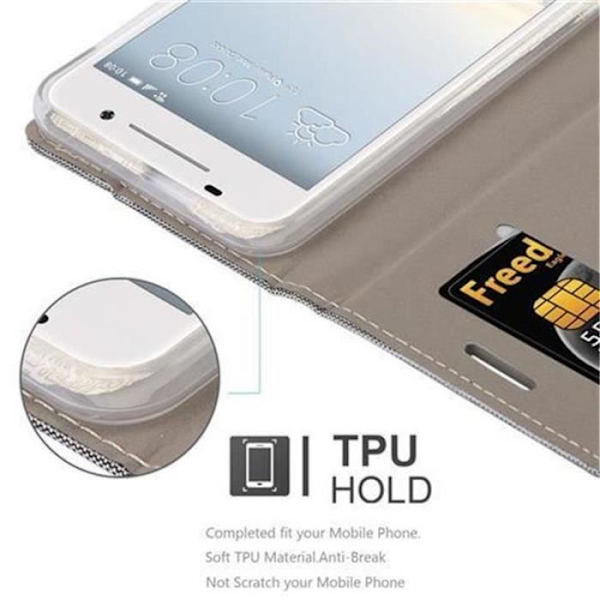 HTC ONE A9 FODRAL I LJUSGRÅ BRUN BY CADORABO (TYG-PU DESIGN) FULLSTÄNDIG SKYDDSFODRAL MED KLAPP OCH