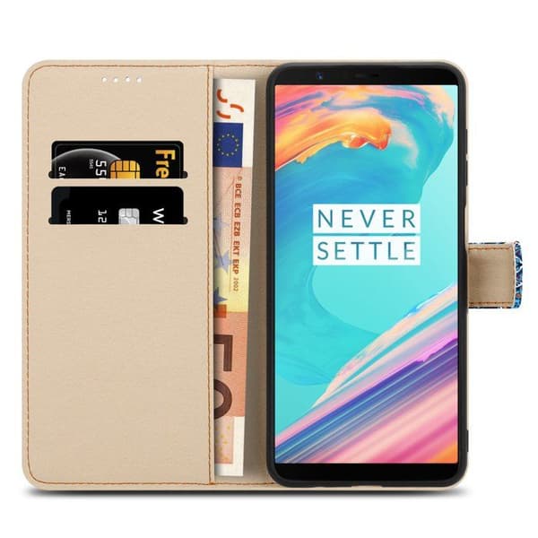 Etui för OnePlus 5T Fodral med flip i Mandala Blå nr 1 Plånboks skydd Blå
