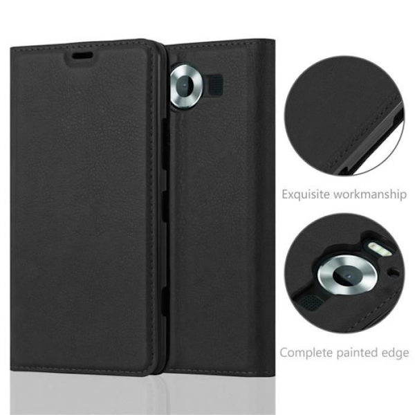 Nokia Lumia 950 Fodral i NIGHT BLACK från Cadorabo (INVISIBLE MAGNETIC CLOSURE Design) Helt skyddande fodral med flipskydd