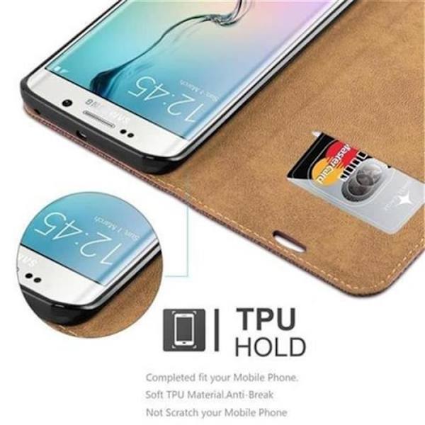Cadorabo Fodral till Samsung Galaxy S6 EDGE, BRUNT SVART Design RAPHIA EDGE