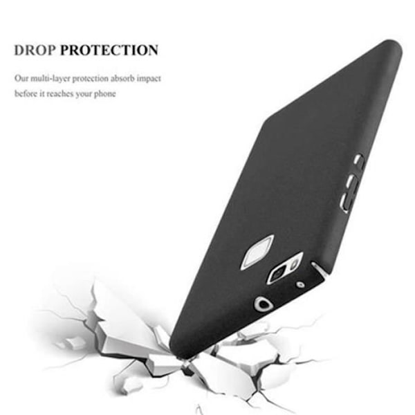Fodral Huawei P9 LITE FROSTY SVART Cadorabo DESIGN FROSTY Fodral Hårt Fodral Skyddsfodral Ultra Slim Bumper