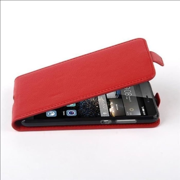 Cadorabo Fodral Huawei ASCEND P8 LITE DESIGN FLIP Style Fodral Fodral Fodral konstläder Struktur KÖRSBÄRSRÖD